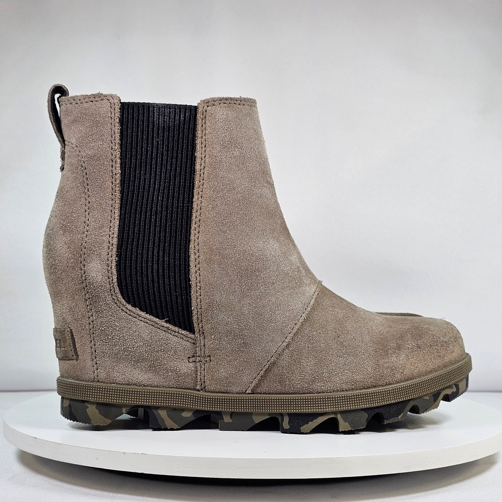 Sorel Joan of Arctic Next Lite Chelsea Wedge Boots Quarry Camo Sole NL3676-365 7 - Picture 2 of 7
